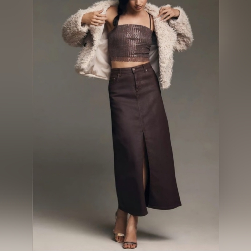 ANTROPOLOGIE, PILCRO ,Designed In Phila, Elegant Brown Maxi Skirt